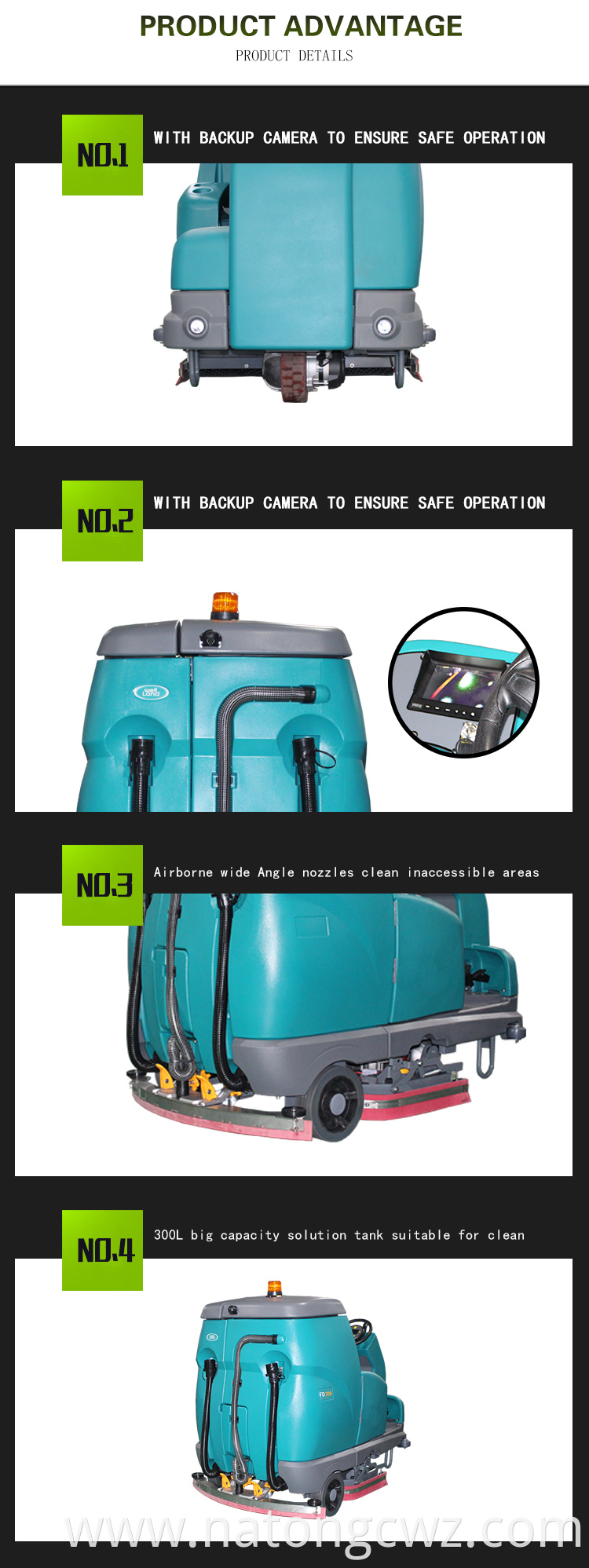 Big capacity ride on Battery Operated Commercial floor cleaning machine